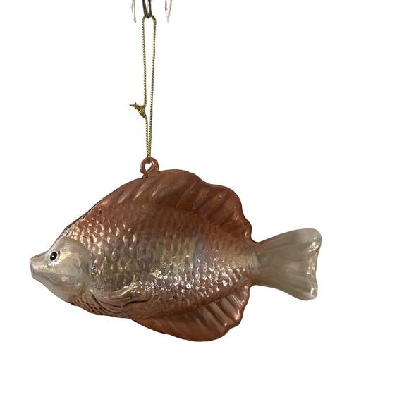 Hand blown iridescent large Fish Christmas ornament‎ pink Hollow 6'x4 - Picture 3 of 7
